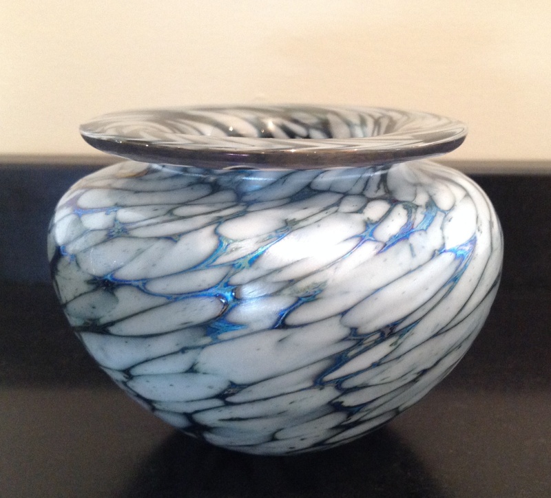 Blue and white glass vase